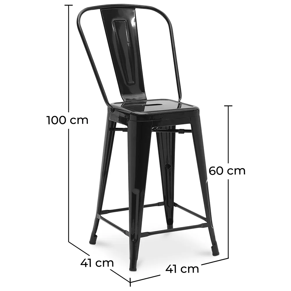Barkruk met rugleuning - Industrieel ontwerp - 60cm - Nieuwe editie - Stylix image 10