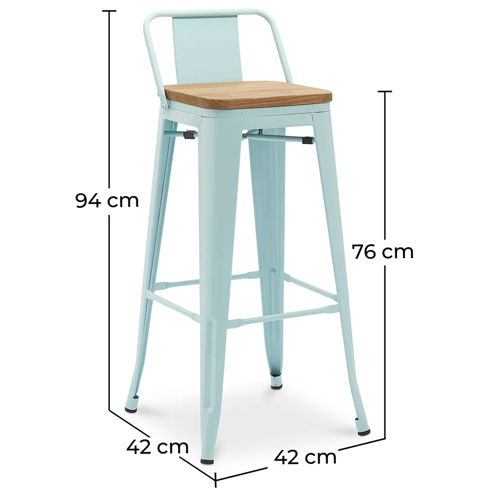 Barkruk met Rugleuning - Industrieel Ontwerp - Hout & Staal - 76cm - Nieuwe Editie - Stylix image 10