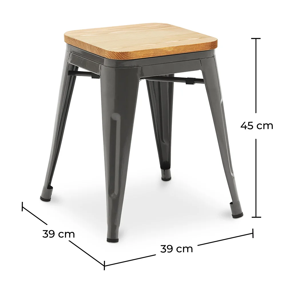 Barkruk industrieel ontwerp - hout en staal - 45cm - Nieuwe editie - Stylix image 10
