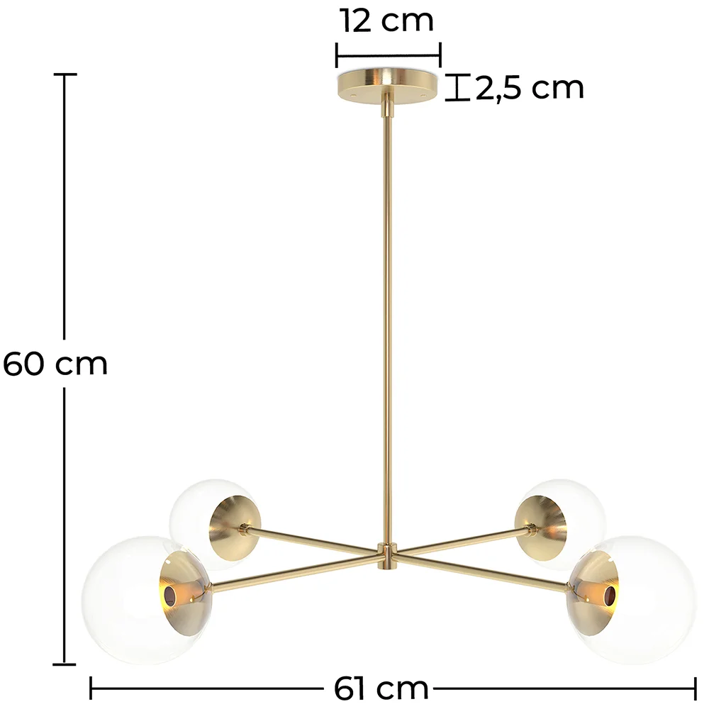 Gouden Plafondlamp - Design Hanglamp - 4 armen - Luba image 10