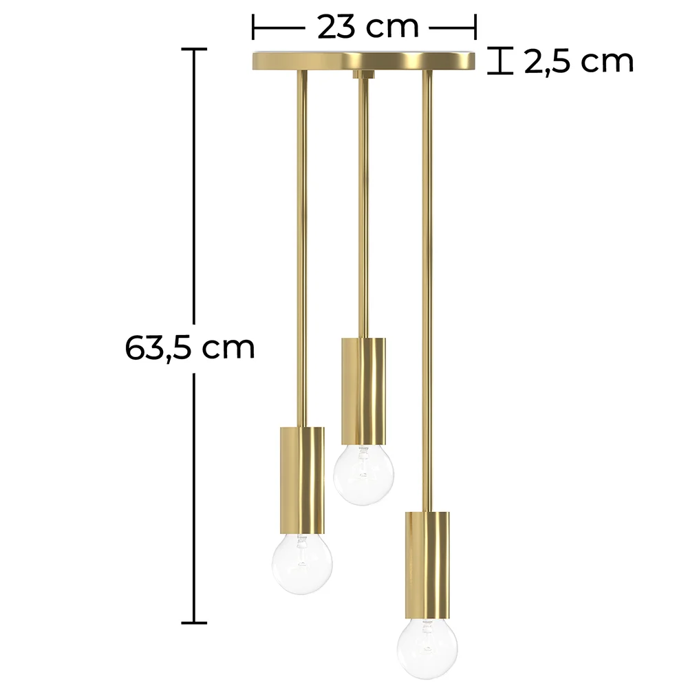 Gouden plafondlamp - Hanglamp 3 armen - Troy image 10