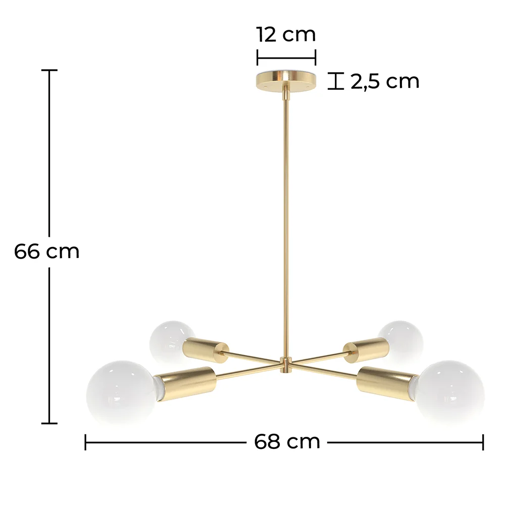 Gouden Plafondlamp - Design Hanglamp - 4 armen - Retan image 10