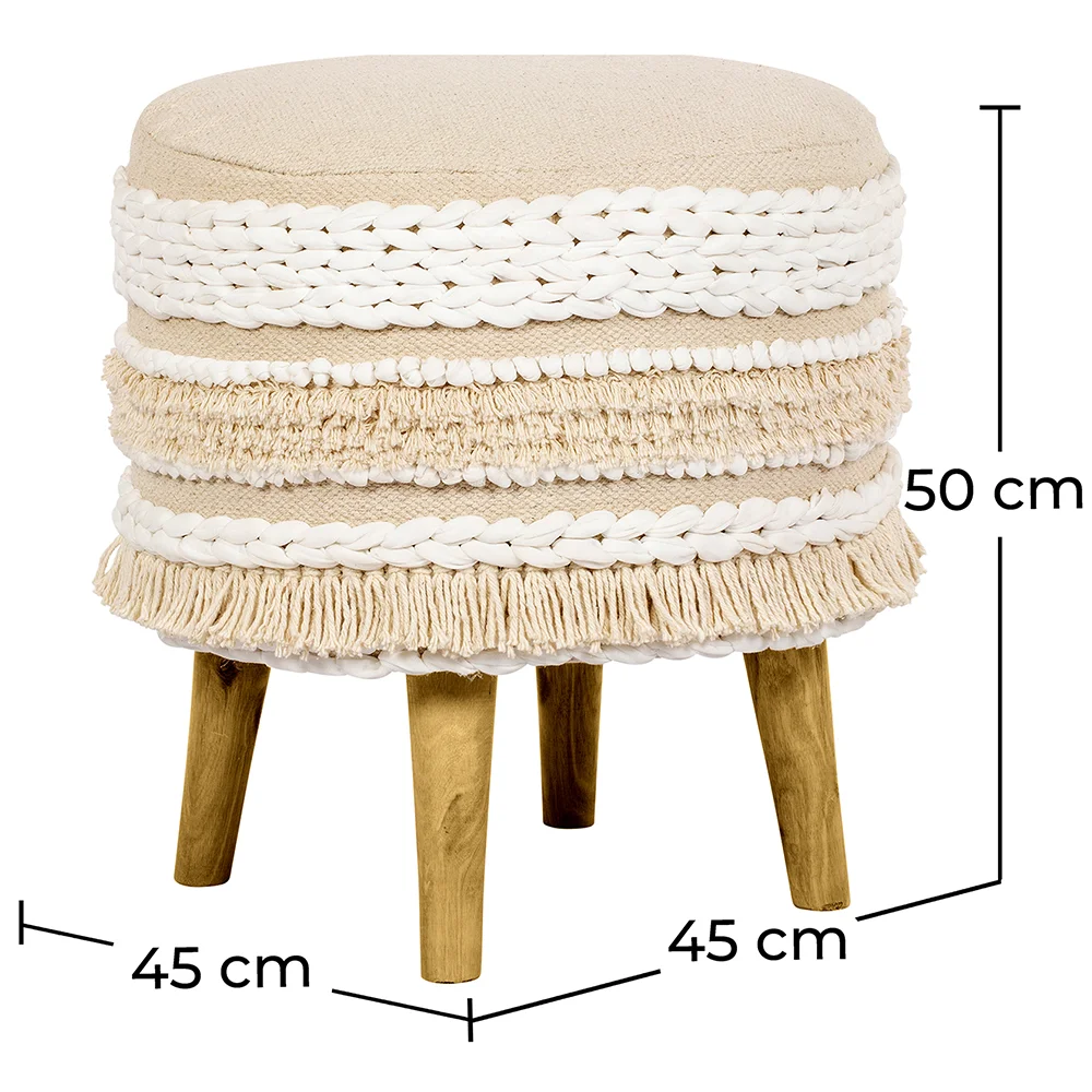 Ronde Puff Pouf Kruk - Boho Bali Stijl - Ivy image 10