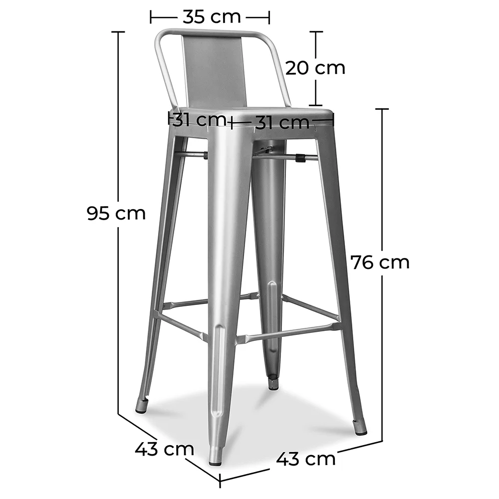 Barkruk met rugleuning - Industrieel ontwerp - 76cm - New Edition - Stylix image 10