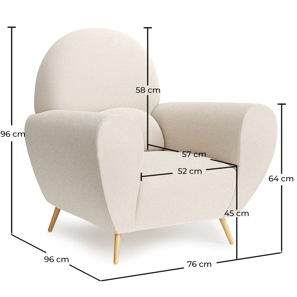 Fauteuil met armleuningen - Gestoffeerd in Bouclé - Belise image 10