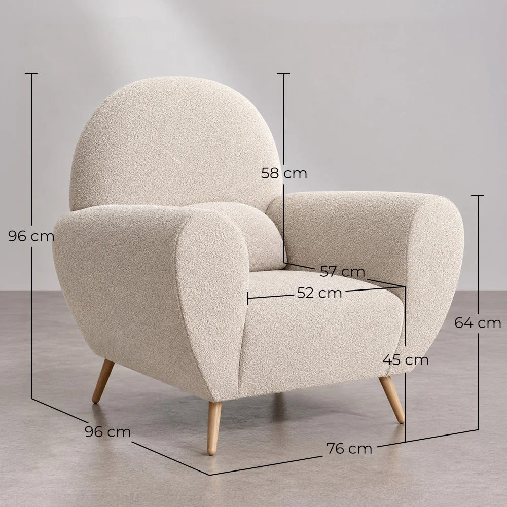 Fauteuil met armleuningen - Bekleed met boucléstof - Belise image 10