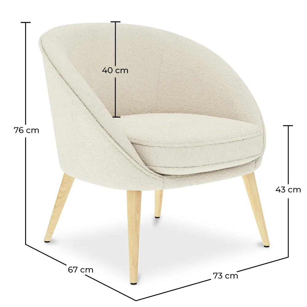 Fauteuil met armleggers - Bekleed met stof Bouclé - Pimba image 10