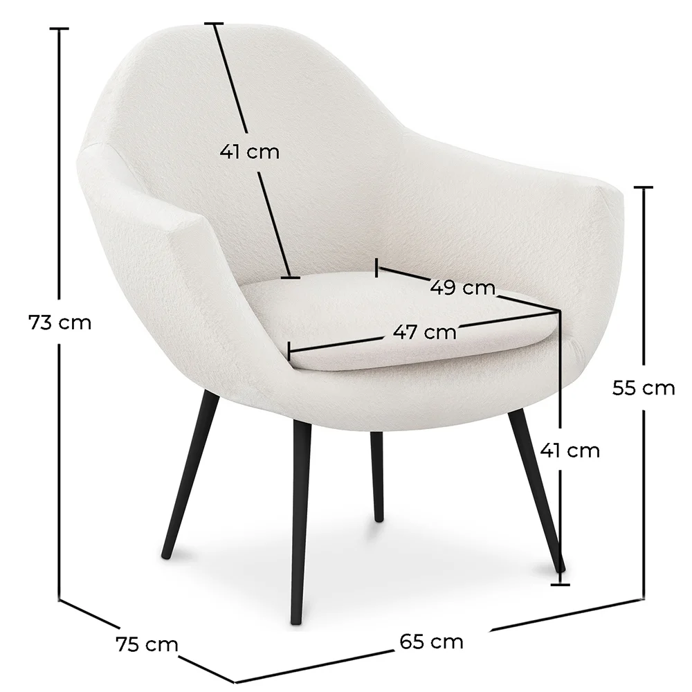 Fauteuil met armleuningen - Bekleed met Bouclé stof - Eila image 10