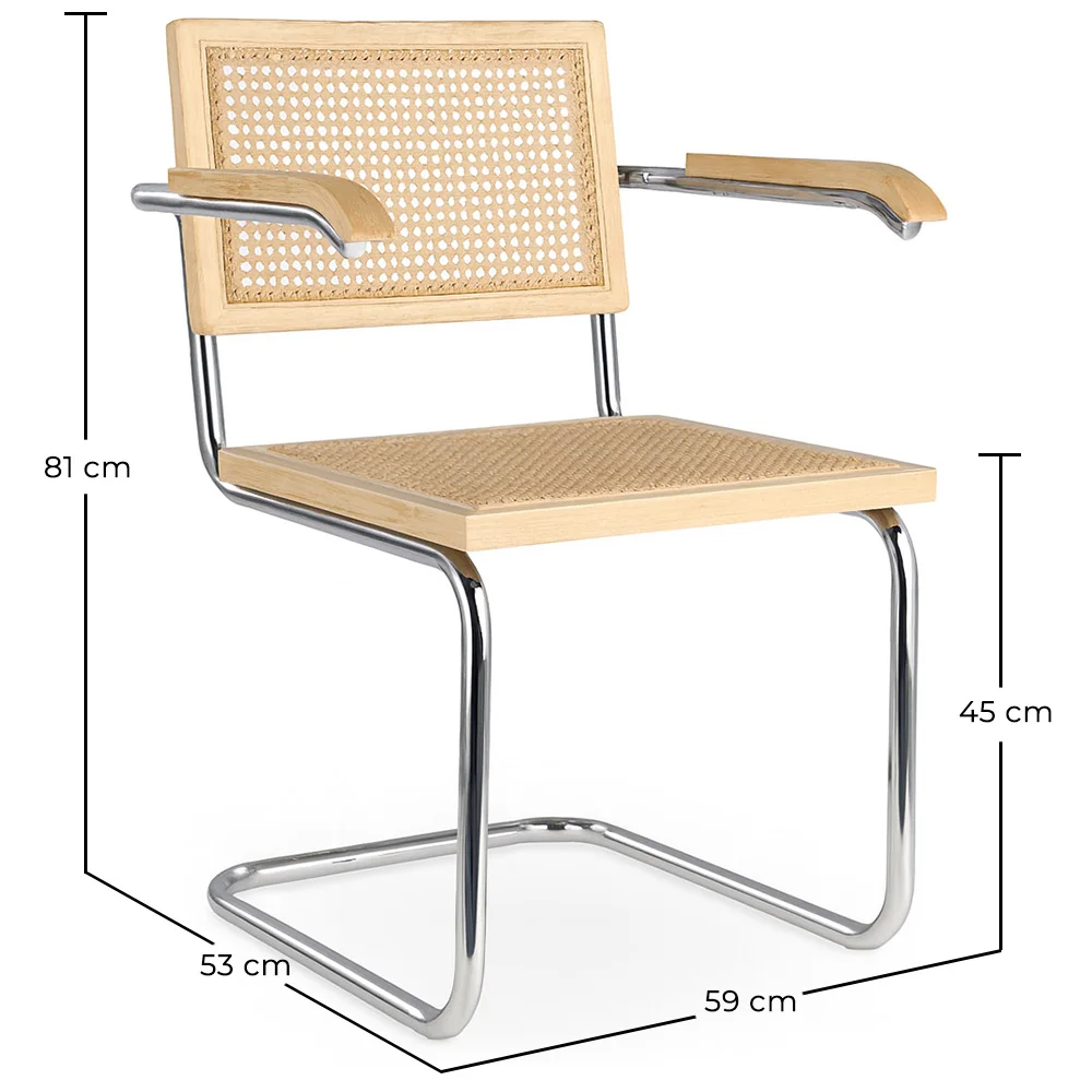 Eetkamerstoel met armleuningen - Vintage design - Hout en rotan - Bruna image 10