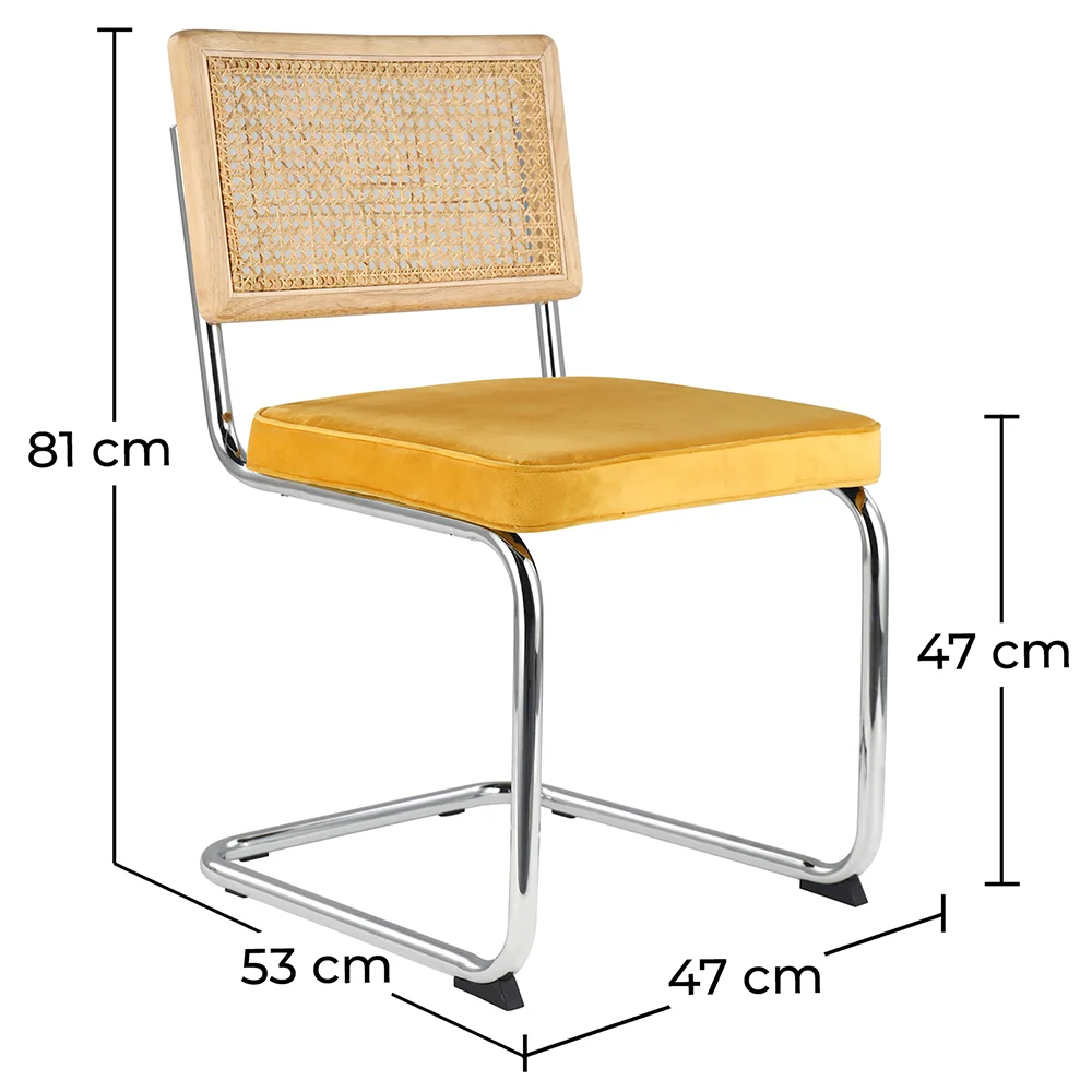 Eetkamerstoel - Bekleed met fluweel - Hout en rotan - Martha image 10