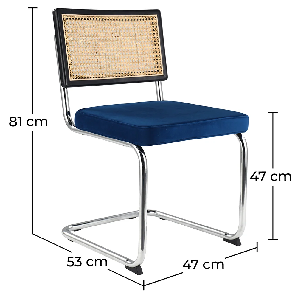 Eetkamerstoel - bekleed met fluweel - Hout en rotan - Hyre image 10