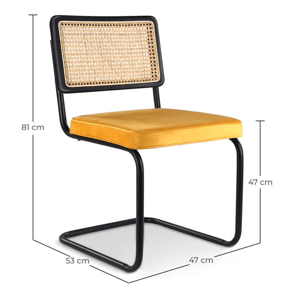 Eetkamerstoel - Bekleed met fluweel - Hout & Rotan - Puila image 10