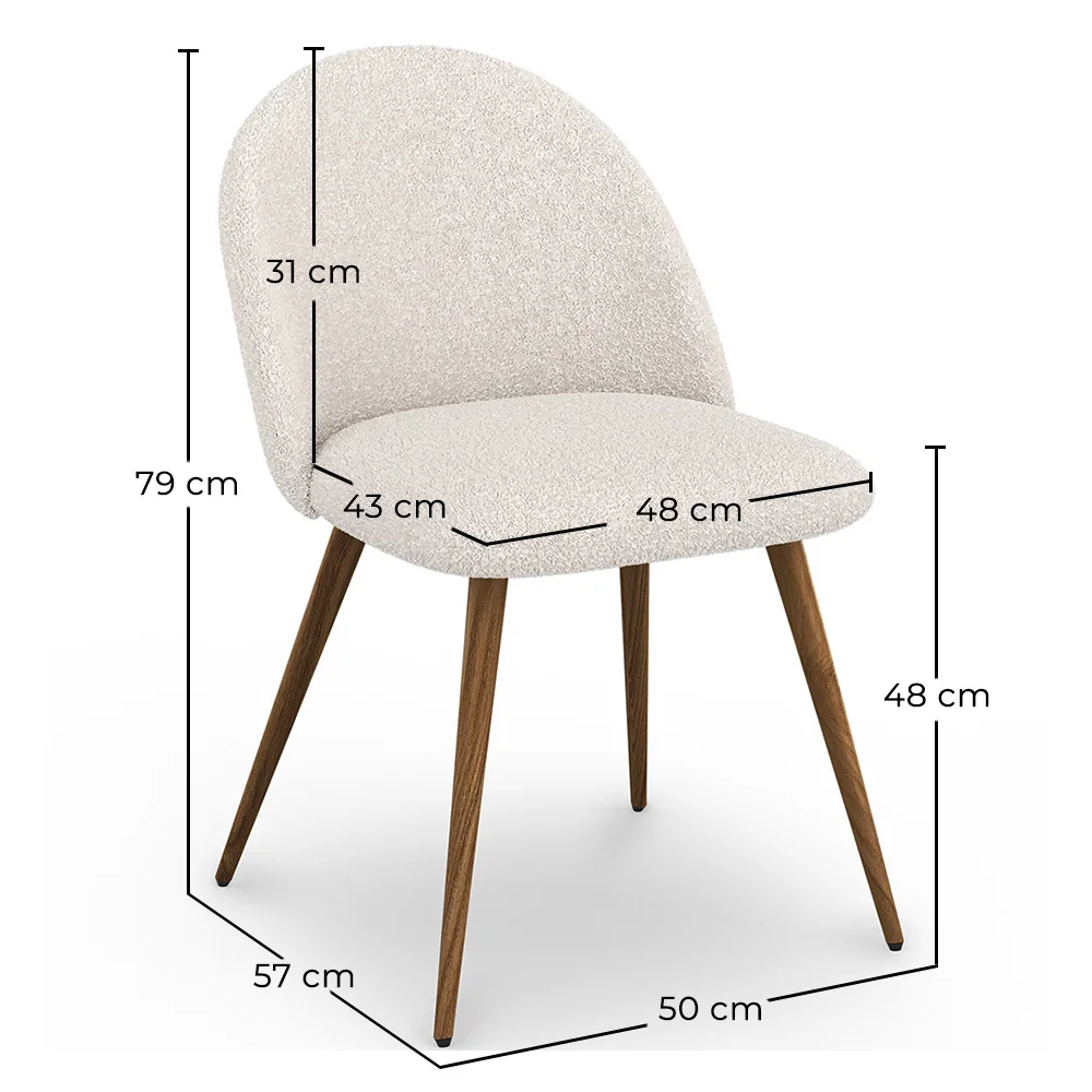 Eetkamerstoel - Bekleed met Bouclé stof - Scandinavische - Evelyne image 10