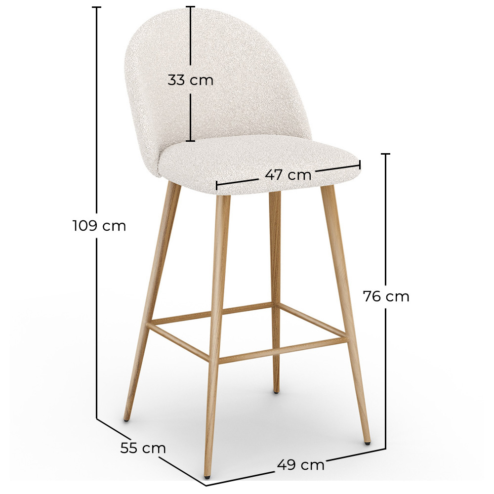 Barkruk bekleed met Bouclé stof - Scandinavisch ontwerp - Evelyne image 10