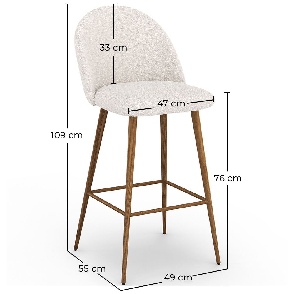 Kruk bekleed met Bouclé stof - Scandinavisch ontwerp - Evelyne image 10