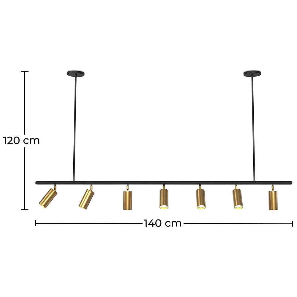 Rails Plafondlamp - 7 verstelbare gouden spotlights - 140CM image 10