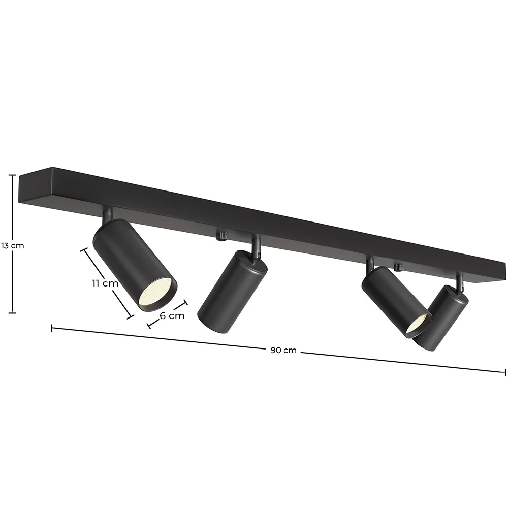 Rails Plafondlamp - 4 Verstelbare Spotlights - 90CM image 10