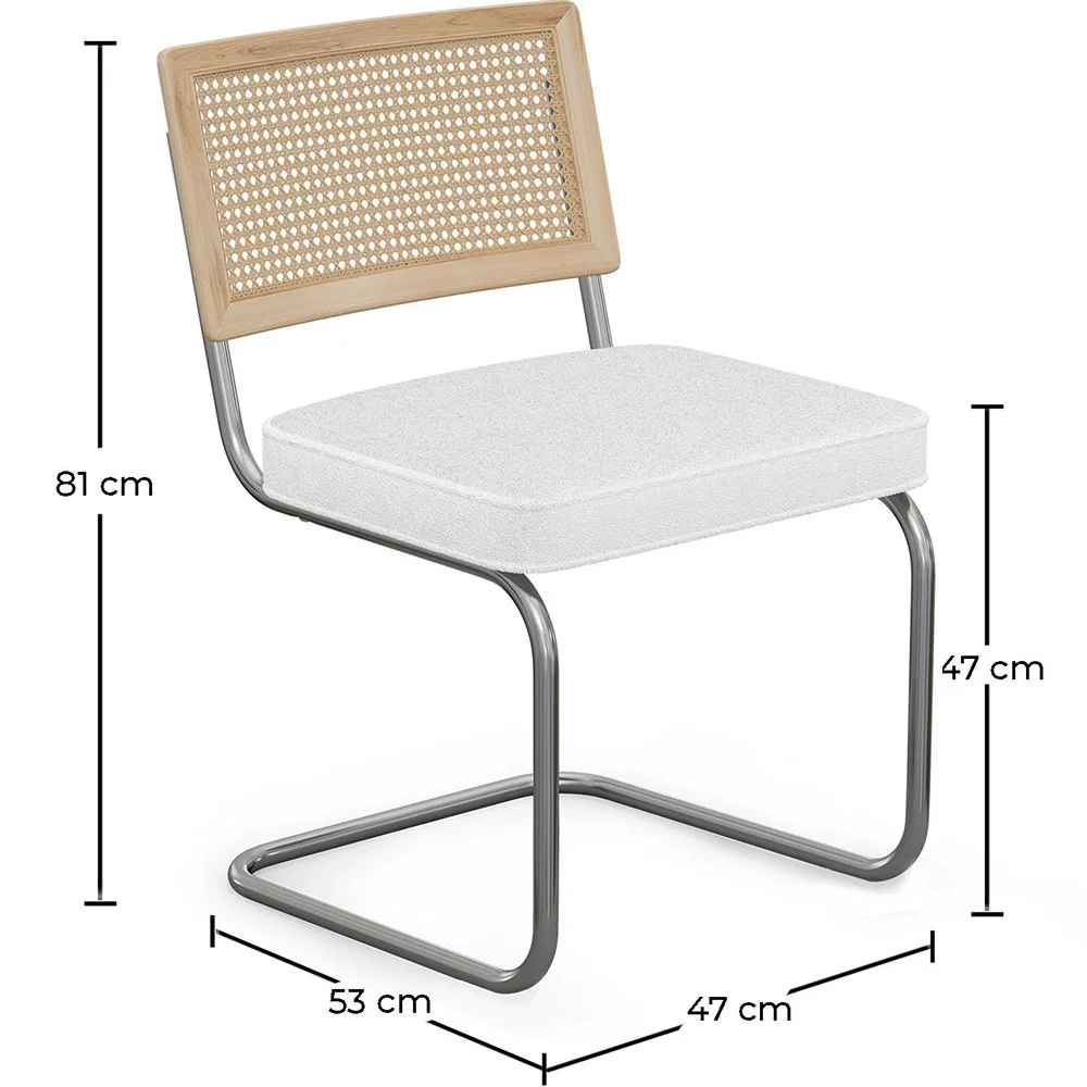 Silla de Comedor - Tapizado en Tela Bouclé - Madera y Ratán - Birey image 10