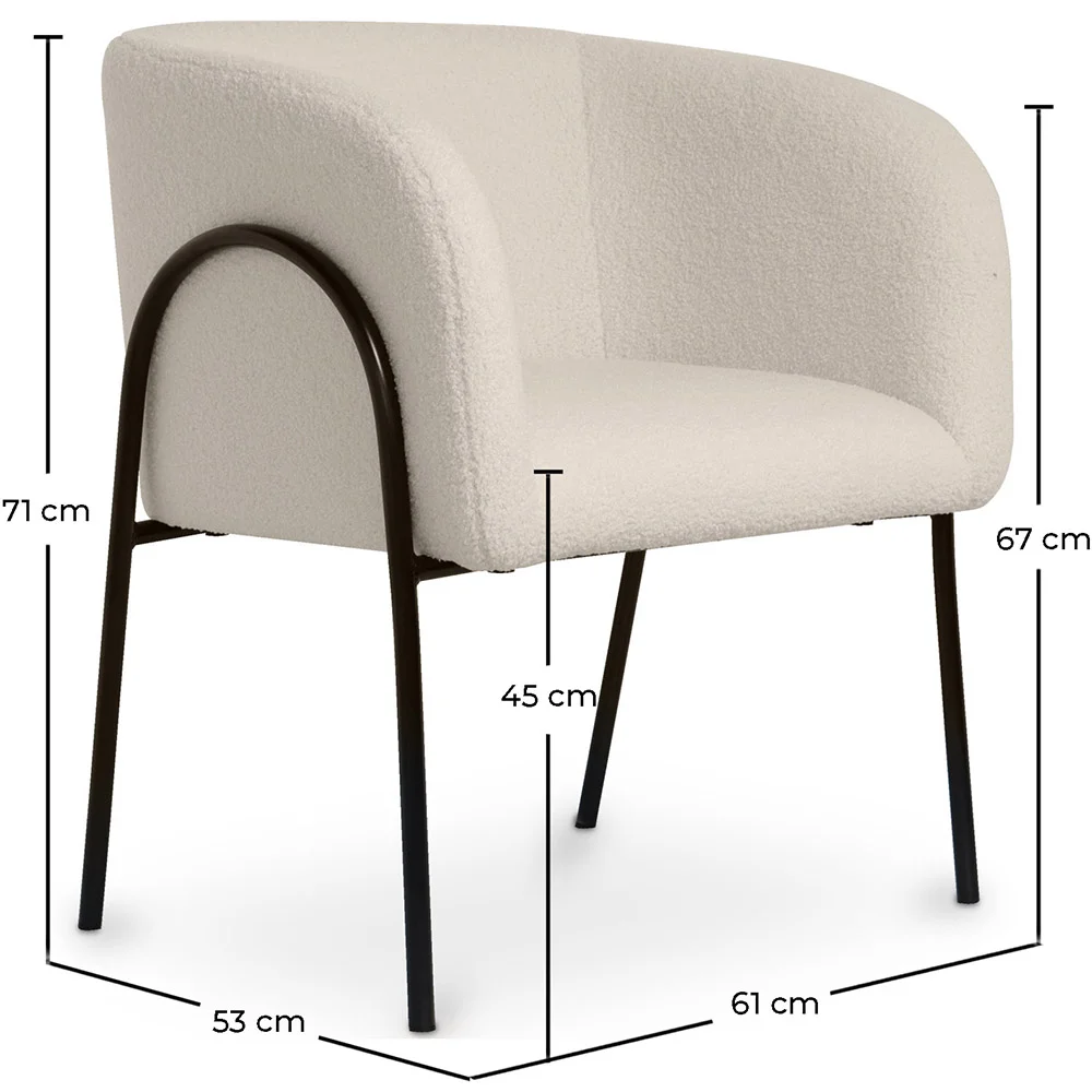 Beklede Eetkamerstoel - Wit Boucle - James image 10