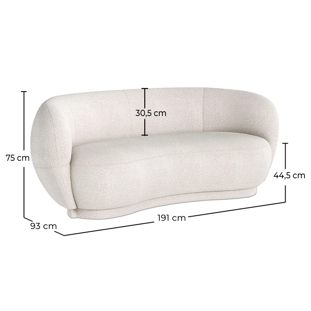 Gebogen Bank - 3-Zits - Boucle Stof - Curvy image 10