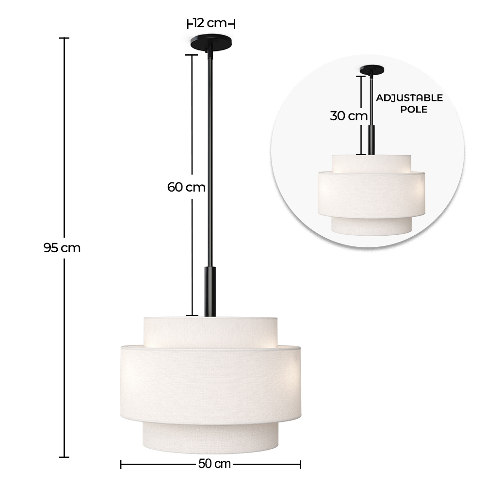 Hanglamp voor aan het Plafond - Stoffen Lampenkap - Lorwe image 10