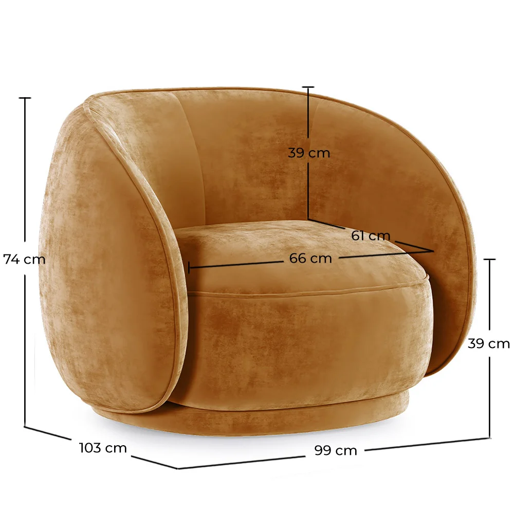 Gebogen fluwelen beklede fauteuil - Cally image 10