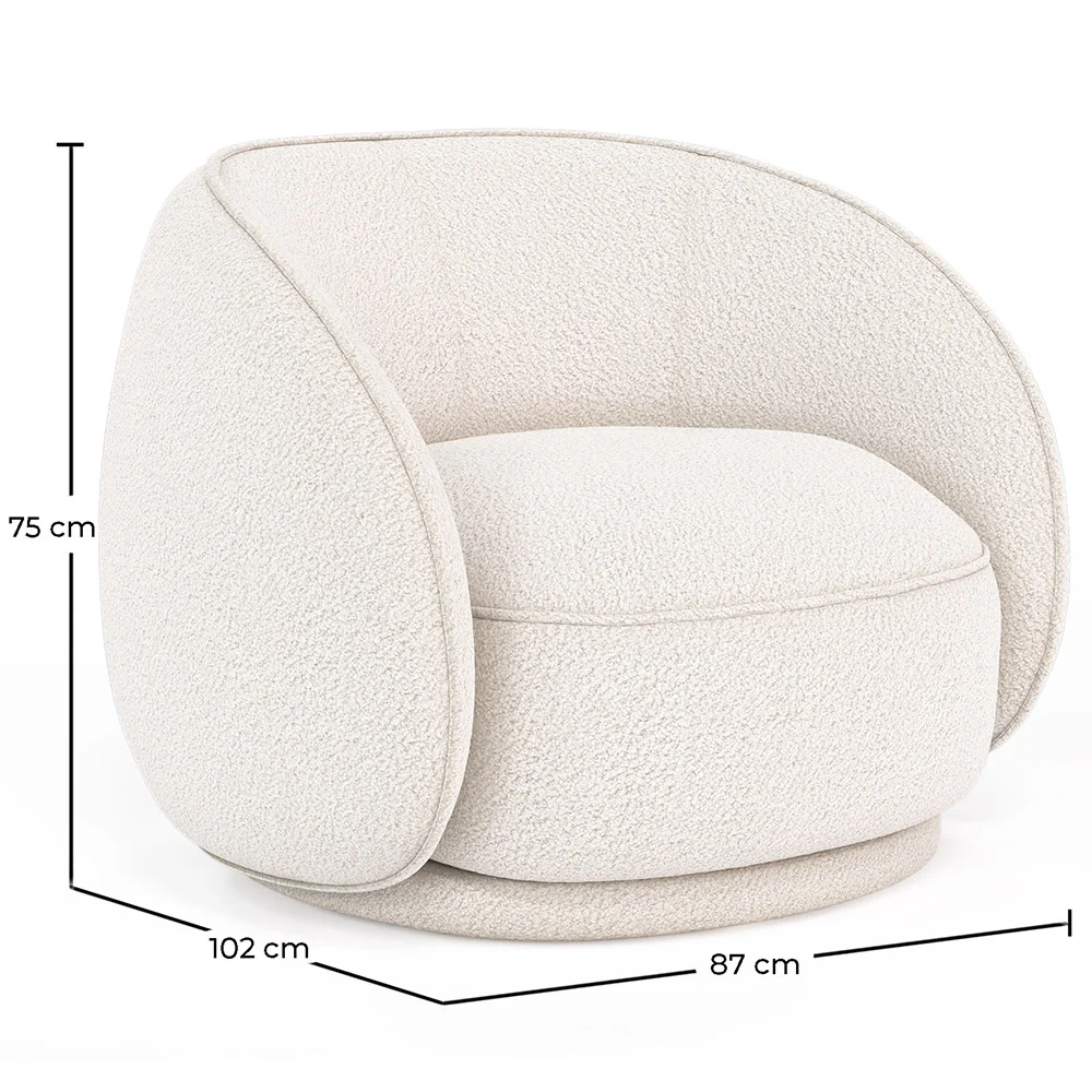 Gebogen fauteuil bekleed met bouclé-stof - Cally  image 10