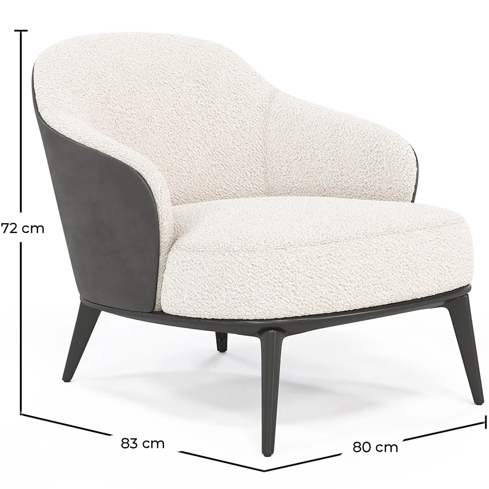 Beklede fauteuil met bouclé stof - Luc image 10