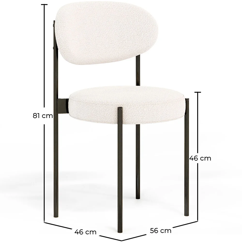 Set van 4 - Eetkamerstoel - Gestoffeerd met Bouclé-stof - Zwart Metaal - Margot image 10