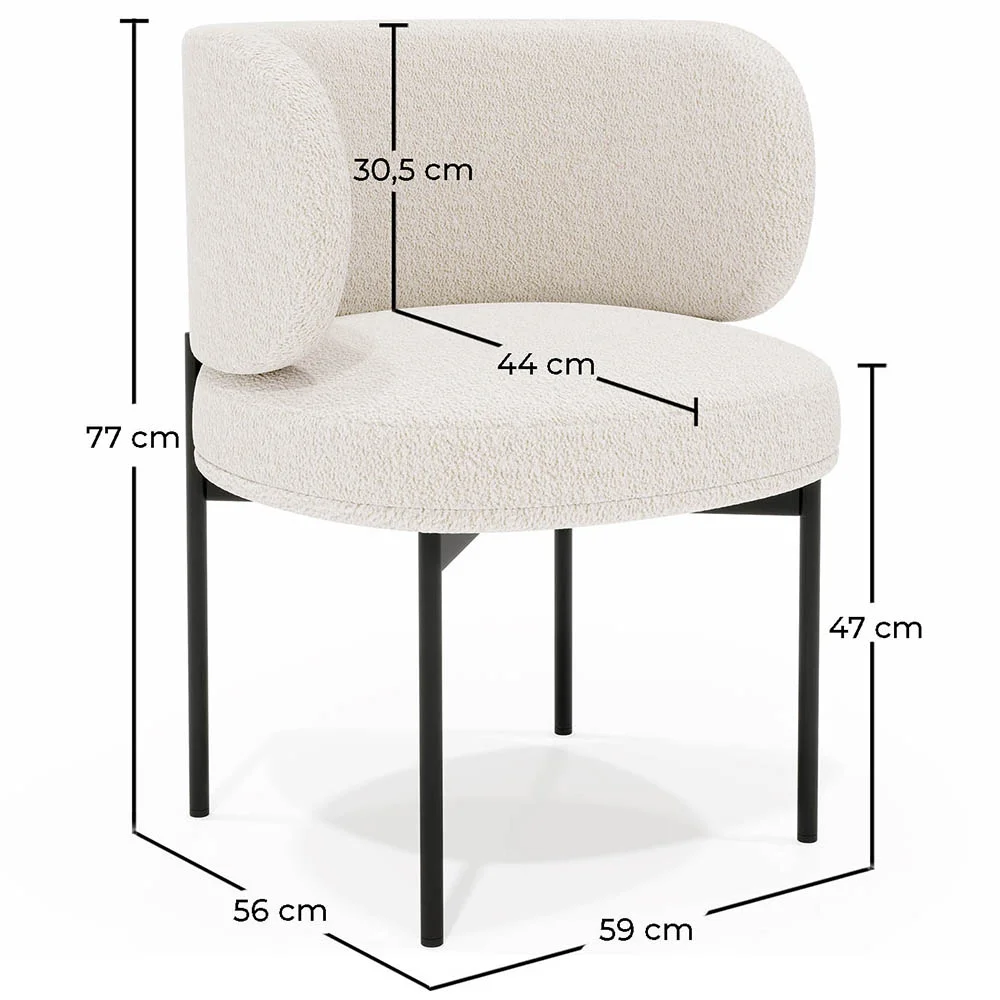 Set van 4 - Eetkamerstoel - Bekleed met Bouclé-stof - Loraine image 10