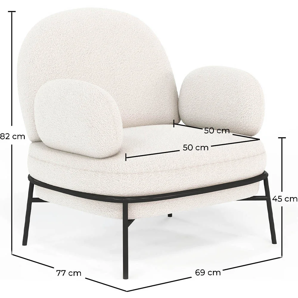 Designer Fauteuil - Gestoffeerd in Bouclé Stof - Alia image 10