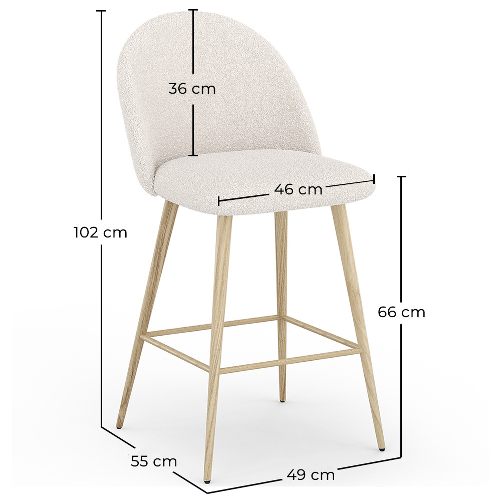 Barkruk bekleed met Bouclé stof - Scandinavisch ontwerp - 66cm - Evelyne image 10