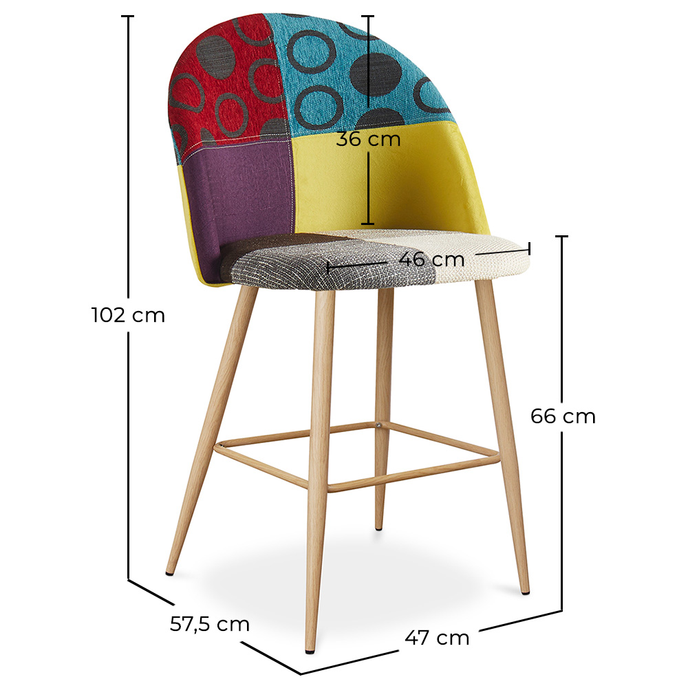 Met patchwork beklede kruk - Scandinavische stijl - 66cm - Evelyne image 10