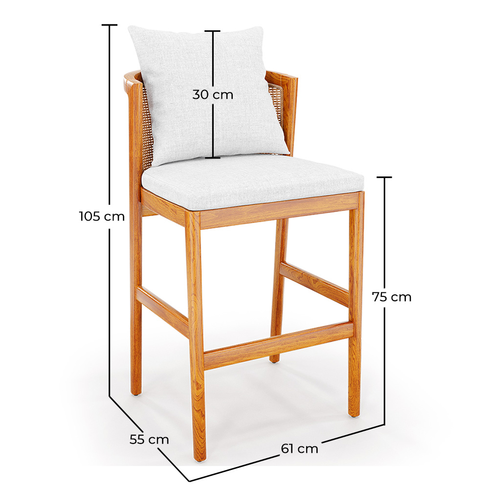 Hoge Buiten Teakhouten Kruk met Kussens - Bamas image 10