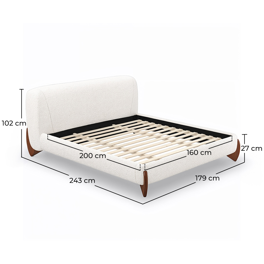 Hoofdeinde en Bedframe voor 160x200 CM Bed - Bekleed met Bouclé Stof - Delicious image 10