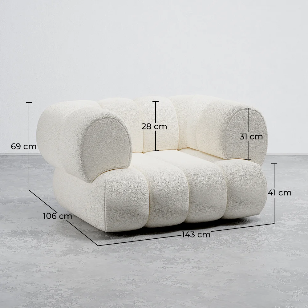 Fauteuil Bekleed met Bouclé Stof - Moderne Stijl - Gebogen Teddy image 10