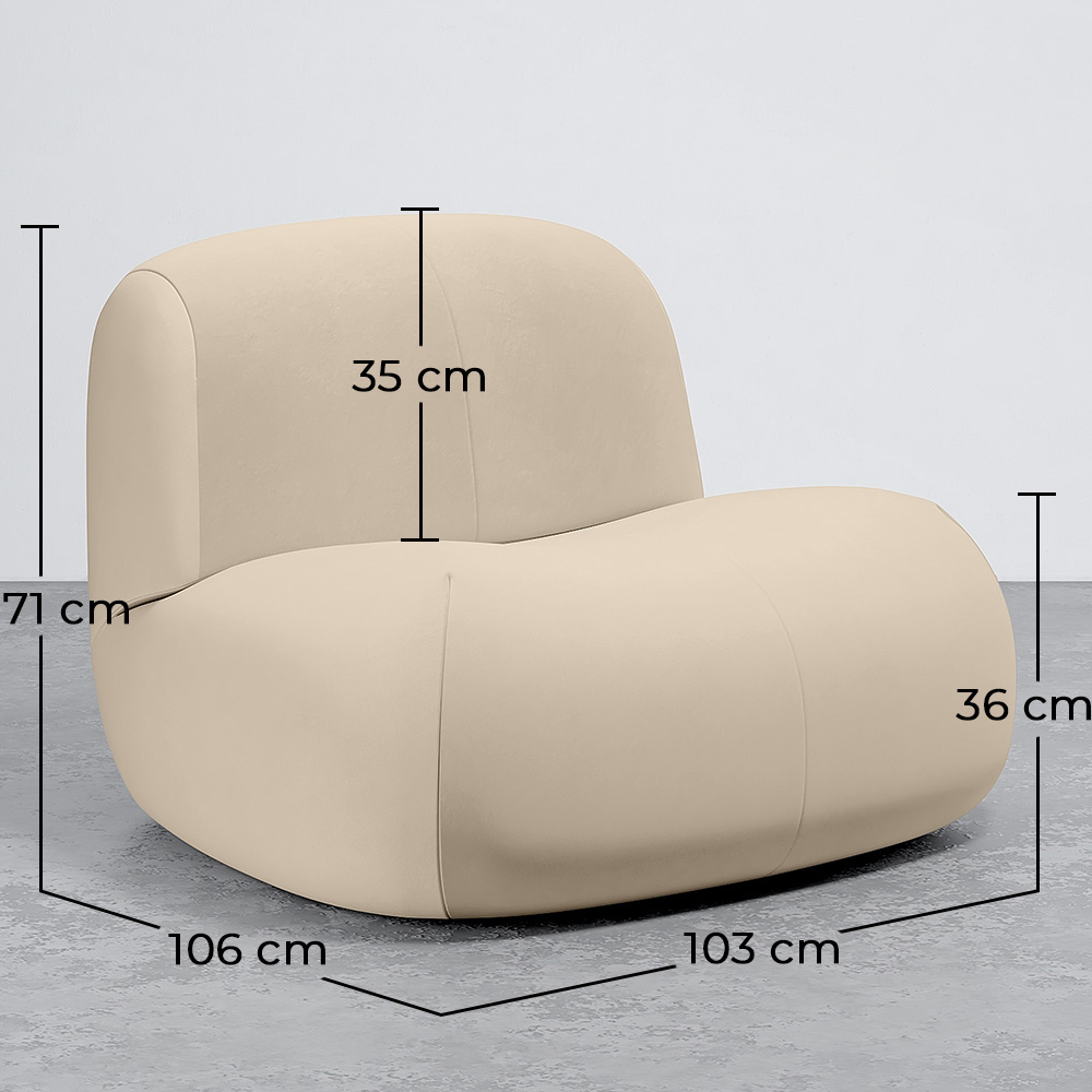 Moderne Minimalistische Fauteuil met Gebogen Design en Fluwelen Bekleding - Comfort en Hedendaagse Stijl - Büba image 10