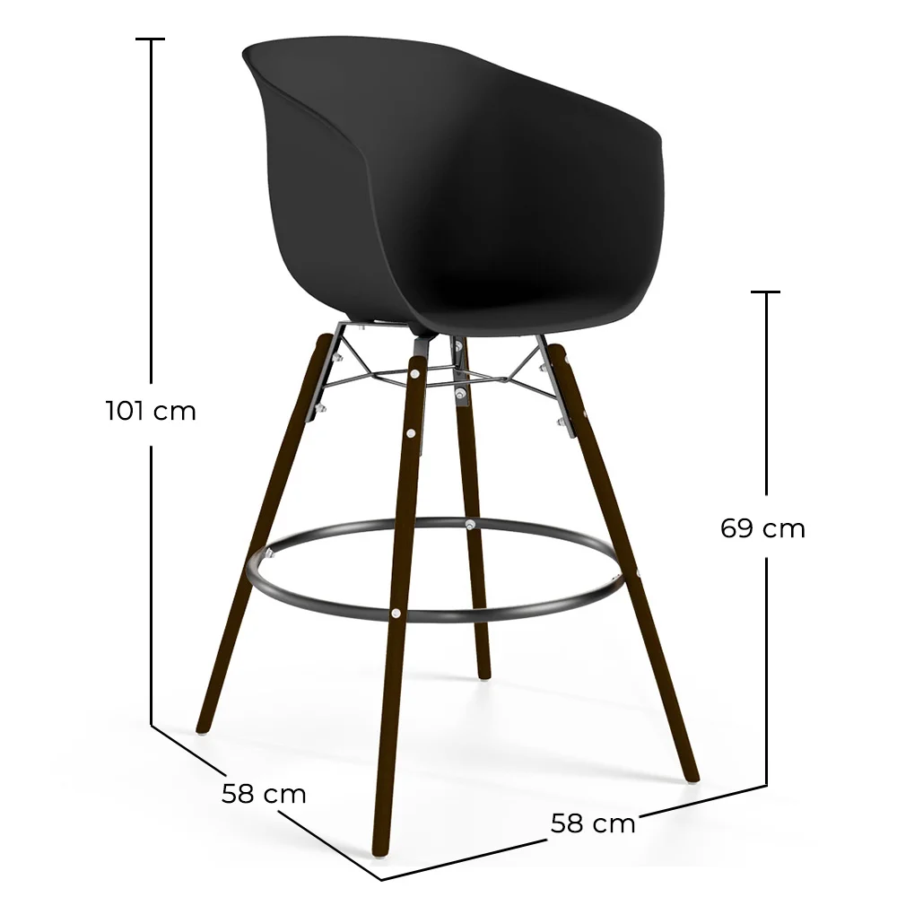 Barkruk - Scandinavisch Design - Donkere Houten Poten - Pirela image 10