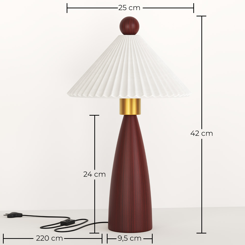 Tafellamp met houten voet en witte cementkap - Ambiana image 10