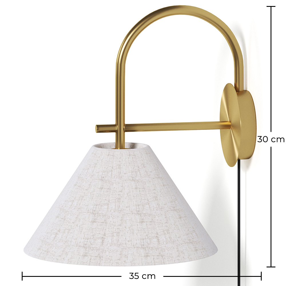 Vintage Gouden Wandlamp met Stekker en Schakelaar - Boly image 10