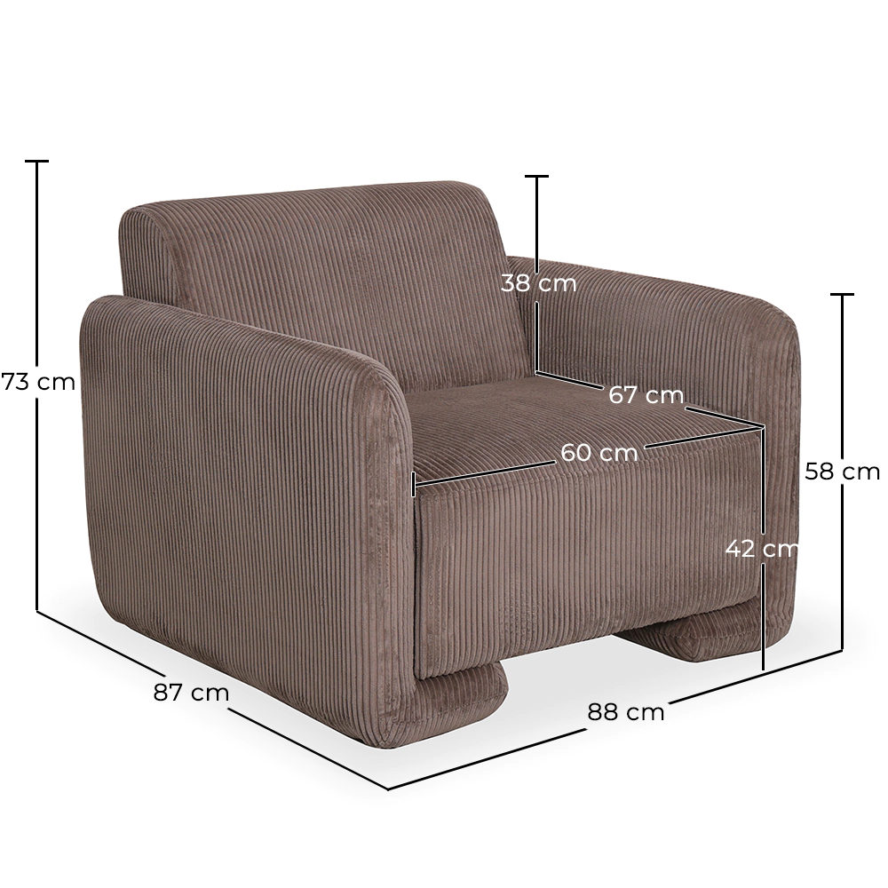 Fauteuil Bekleed Met Fluwelen Corduroy – Modern Design - November image 10