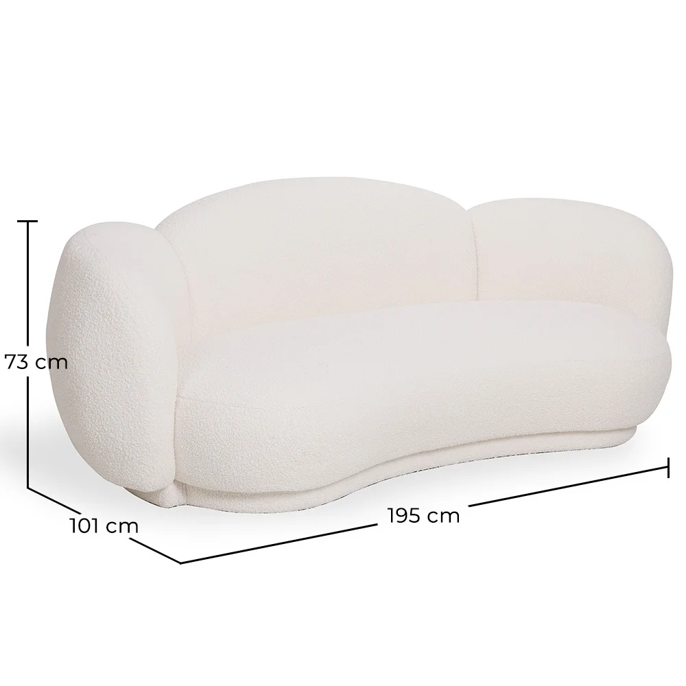 Gebogen Sofa Bekleed Met Wit Boucléstof – Modern En Elegant Design - Sorela image 10