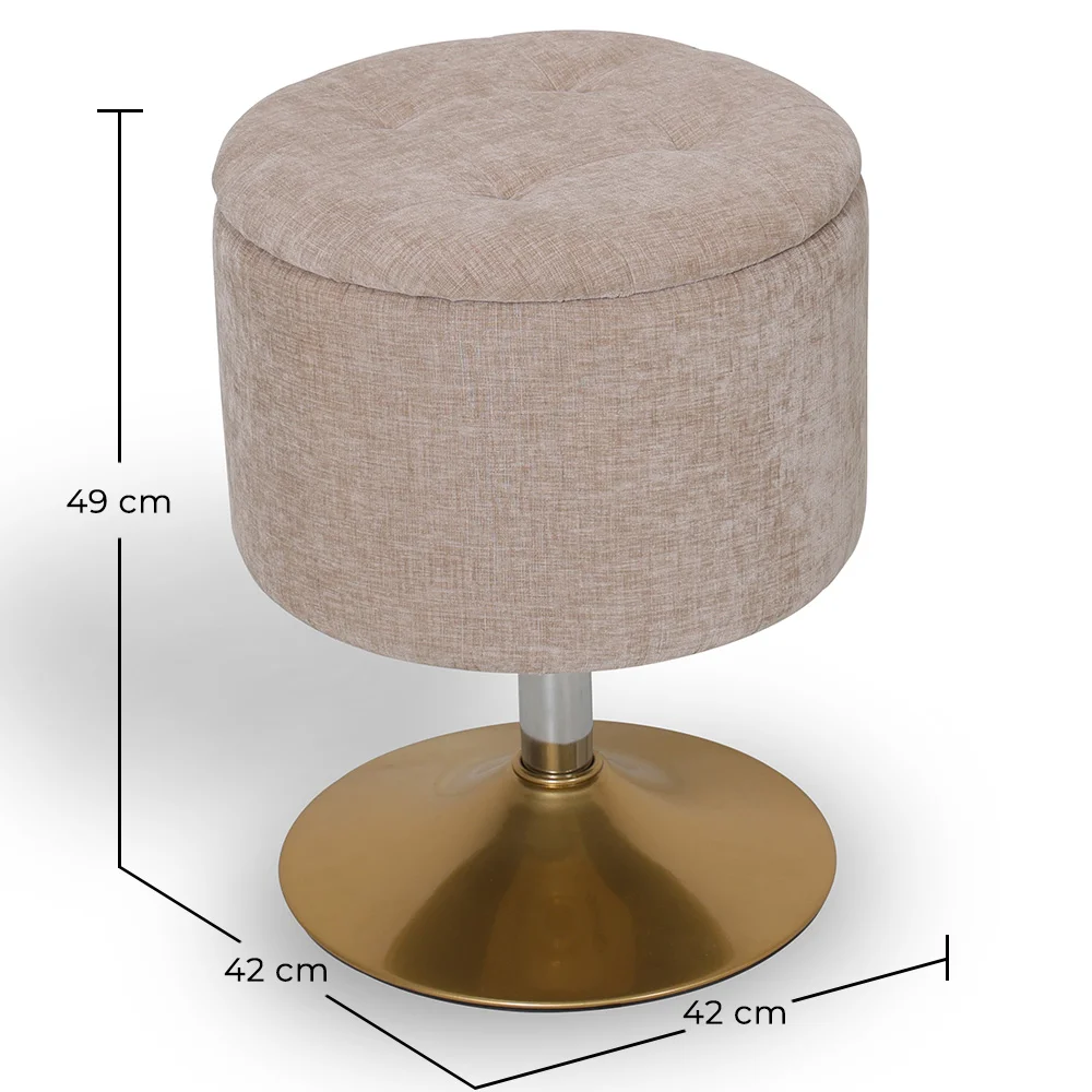Kruk Met Opbergruimte Bekleed In Chenille - Tony image 10