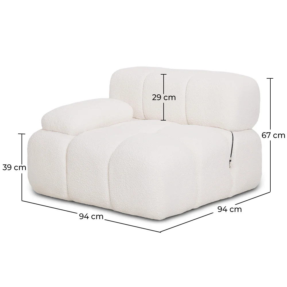 Rechter Hoekfauteuil - Bekleed Met Boucléstof - Combineerbaar Met Modulaire Bank Bianca image 10
