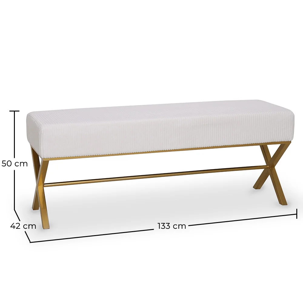 Bank Bekleed Met Fluwelen Stof Met Gouden Metalen Frame - Vovi image 10