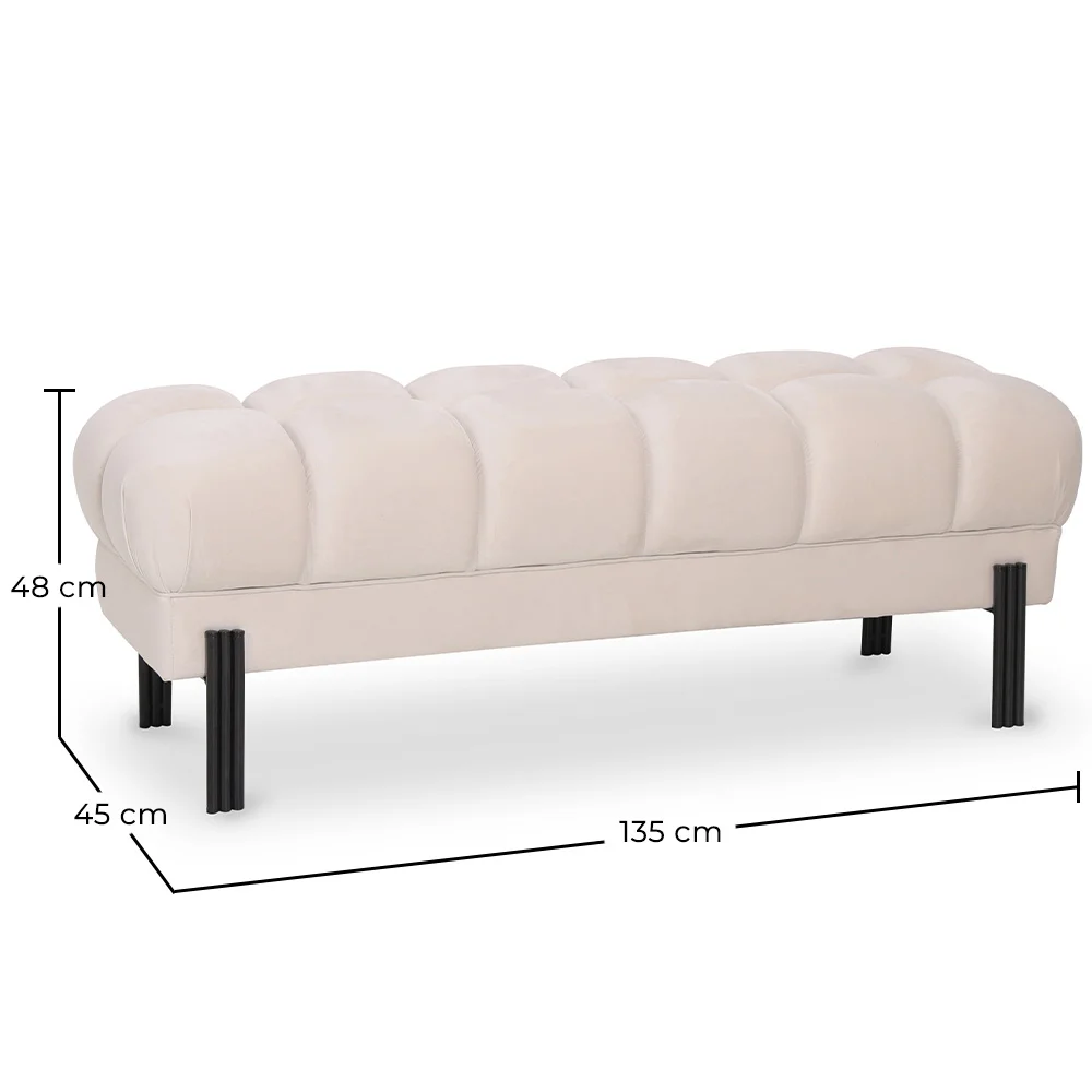 Chesterfield stijl bankje gestoffeerd in fluweel met ijzeren poten - Hamptons image 10