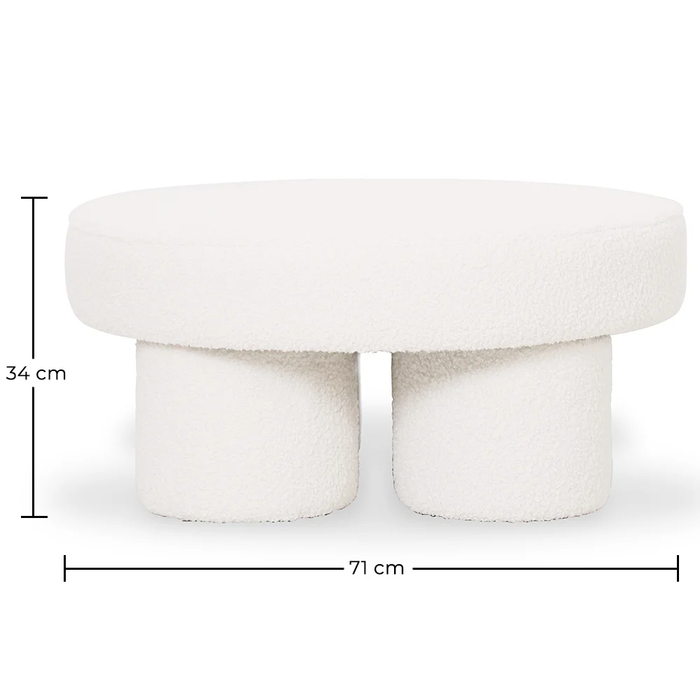 Design Ottoman In Wit Boucléstof – Moderne Salontafel - Sera image 10