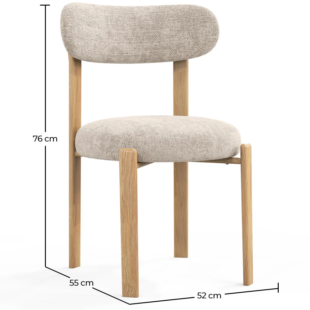 Eetkamerstoel Chenille gestoffeerd - Eiken effect poten - Ergonomisch en modern ontwerp - Okare image 10