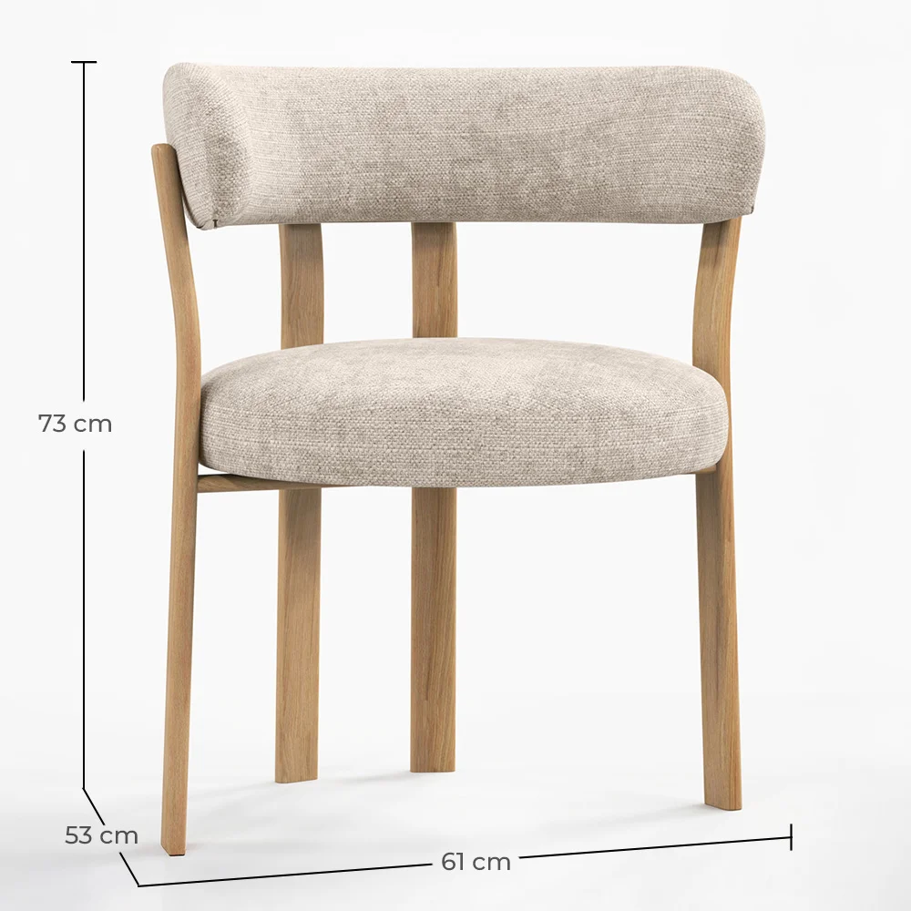 Woonkamer fauteuil met armleuningen bekleed met Chenille – Eikenhouten-effect poten – Ergonomisch en modern ontwerp – Okare image 10