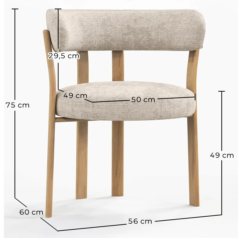 Woonkamer fauteuil met armleuningen bekleed met Chenille – Eikenhouten-effect poten – Ergonomisch en modern ontwerp – Okare image 10